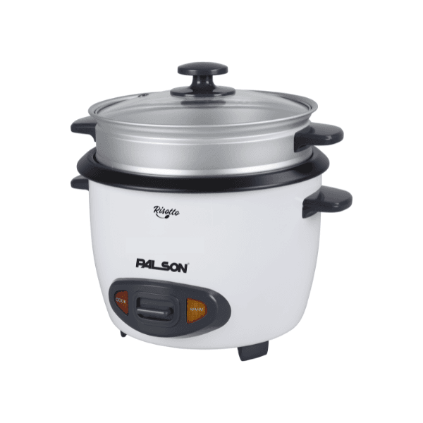 طباخ ارز كهربائي بالسون 2.8 لتر 1000 واط مع جهاز بخار وغطاء زجاجي مقوى أبيض - 40025 - الصورة 2