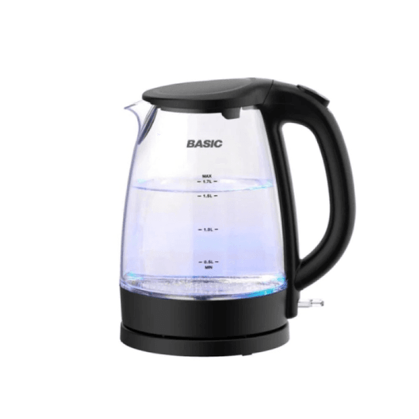 غلاية ماء زجاج بيسك سعة 1.7 لتر 2200 واط قاعدة دوارة 360 درجة - BK-17G