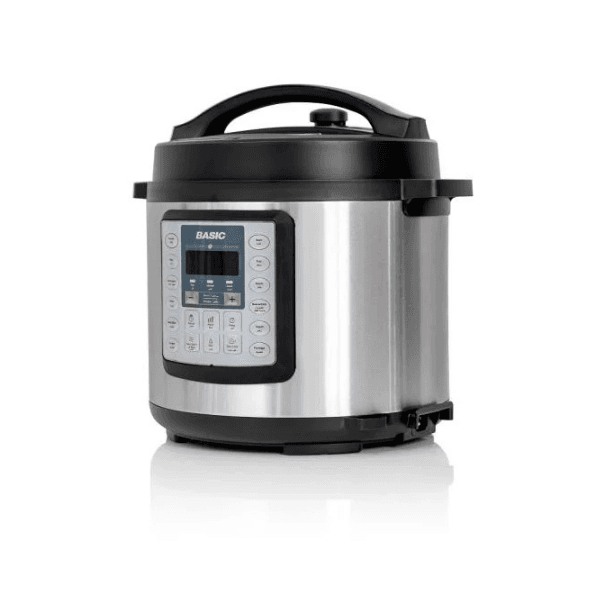 قدر ضغط كهربائي بيسك ديجيتال 6 لتر 8 برنامج طبقات حماية 1000 واط فضي - BPC-6L8P