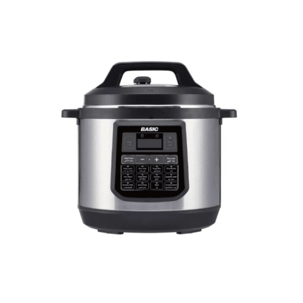 قدر ضغط كهربائي بيسك ديجيتال 8 لتر 20 برنامج 9 طبقات حماية 1200 واط فضي - BPC-8L20P