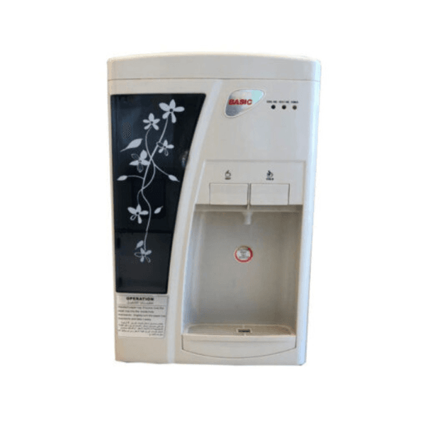 براد مياه طاولة بيسيك ابيض سعة 7 لتر عدد 2 بزبوز حار بارد خزان من الستانلس ستيل - BWD-TYR3