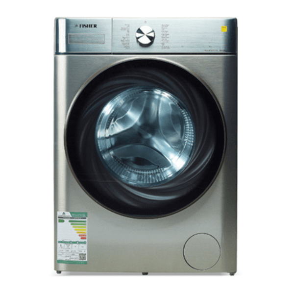 غسالة فيشر 10 كيلو اوتوماتيك تحميل أمامي تنشيف 100% انفرتر 1400 دورة فضي - FAWMDF-MBS10SN