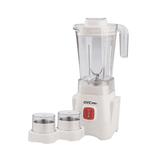 خلاط كهرباء جي في سي برو 1.25 لتر مع مطحنة ومفرمة 3*1 سرعتان 600 واط ابيض - GVCBL-270