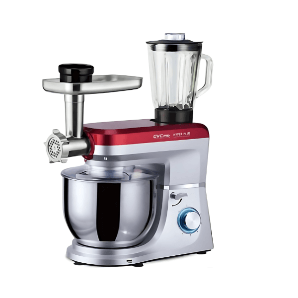 عجانة جي في سي برو 7.5 لتر طقم 1*3 متعددة الوظائف من الاستانلس ستيل 1100 واط احمر فضي - GVMX-1800RD-SL