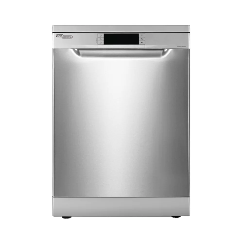 غسالة مواعين سوبر جنرال دورين سعة 15 مكان 7 برامج 3 أرفف فضي - KSGDW1608SS