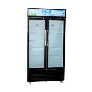 ثلاجة عرض بابين زجاج يونكس أسود - OMVC-618