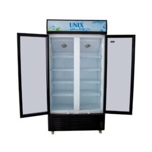 ثلاجة عرض بابين زجاج يونكس أسود - OMVC-618